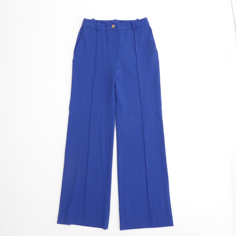 Wide Leg High-Rise Pants in Cobalt Blue
